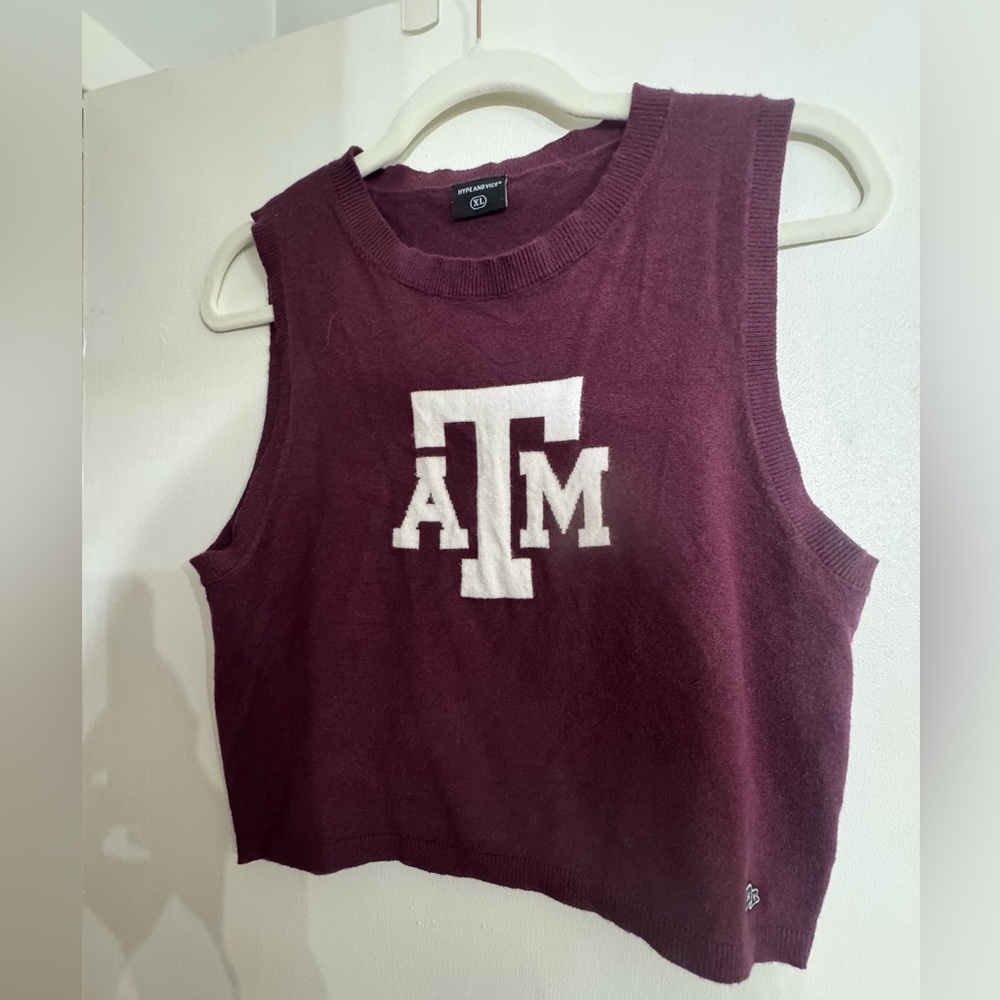 A&M Maroon Cropped Knit Tank Top